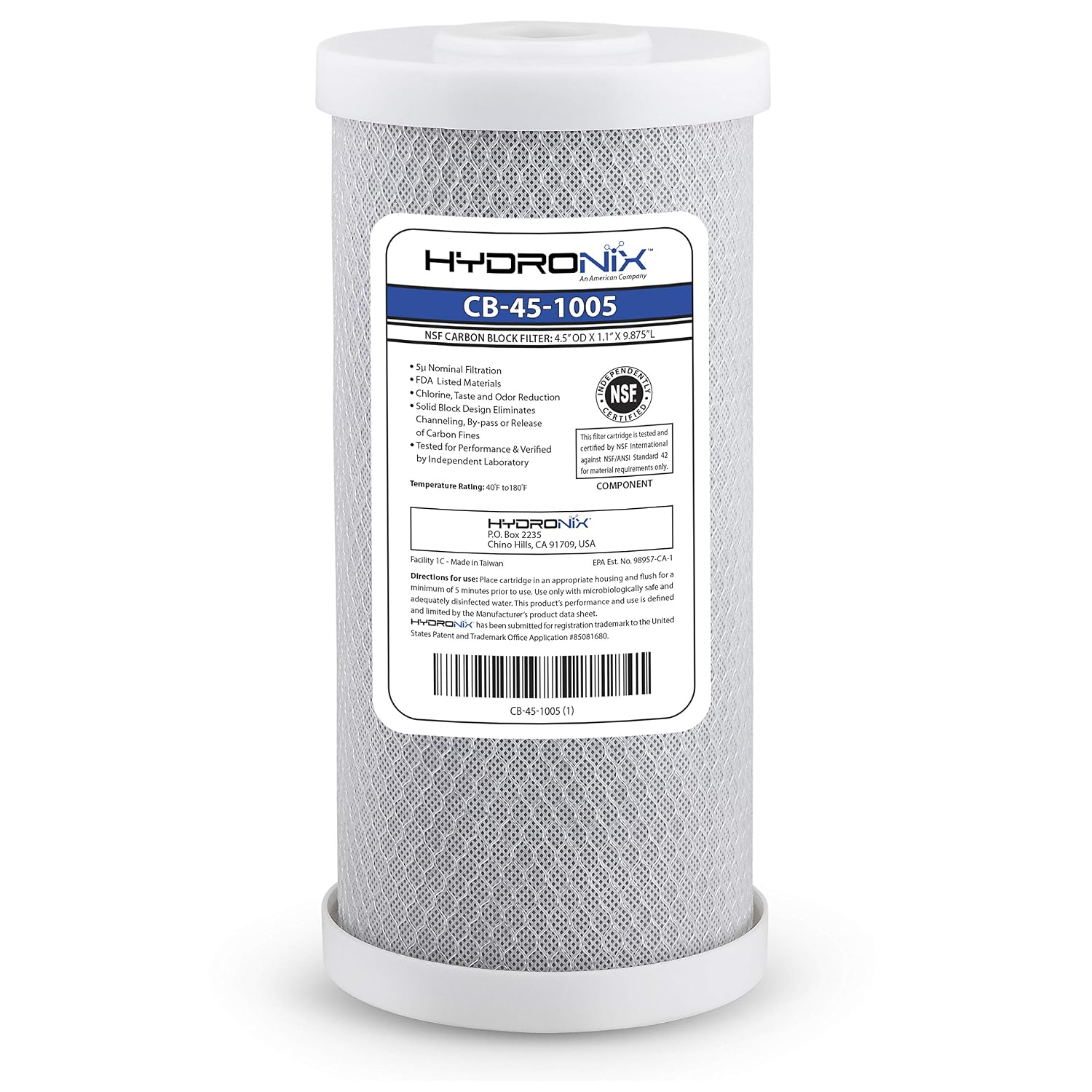 Filtro de Carbón Block Hydronix 55 Micras 4.5”x10"