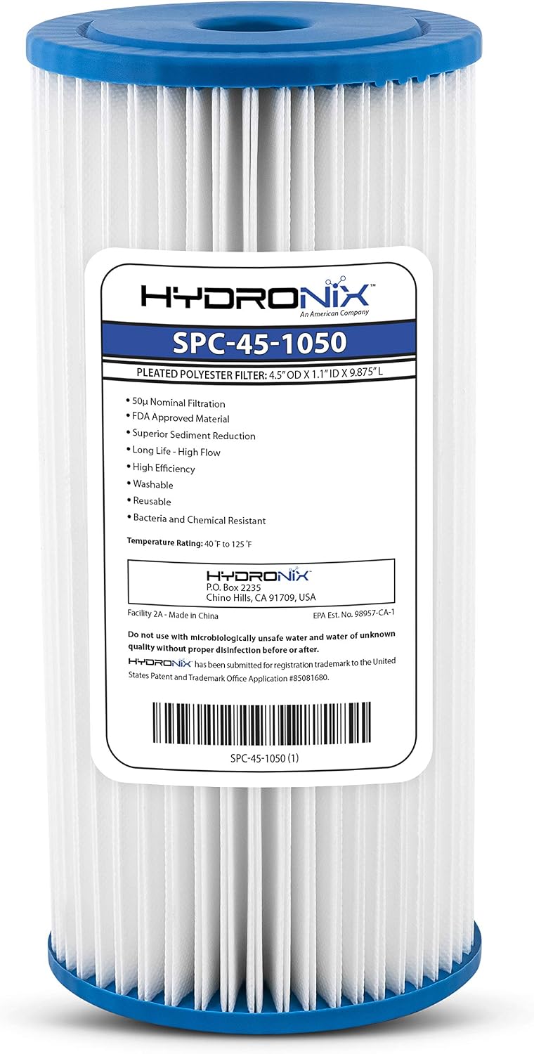 Filtro de Sedimento Plisado Hydronix 50 Micras 4.5”x10"