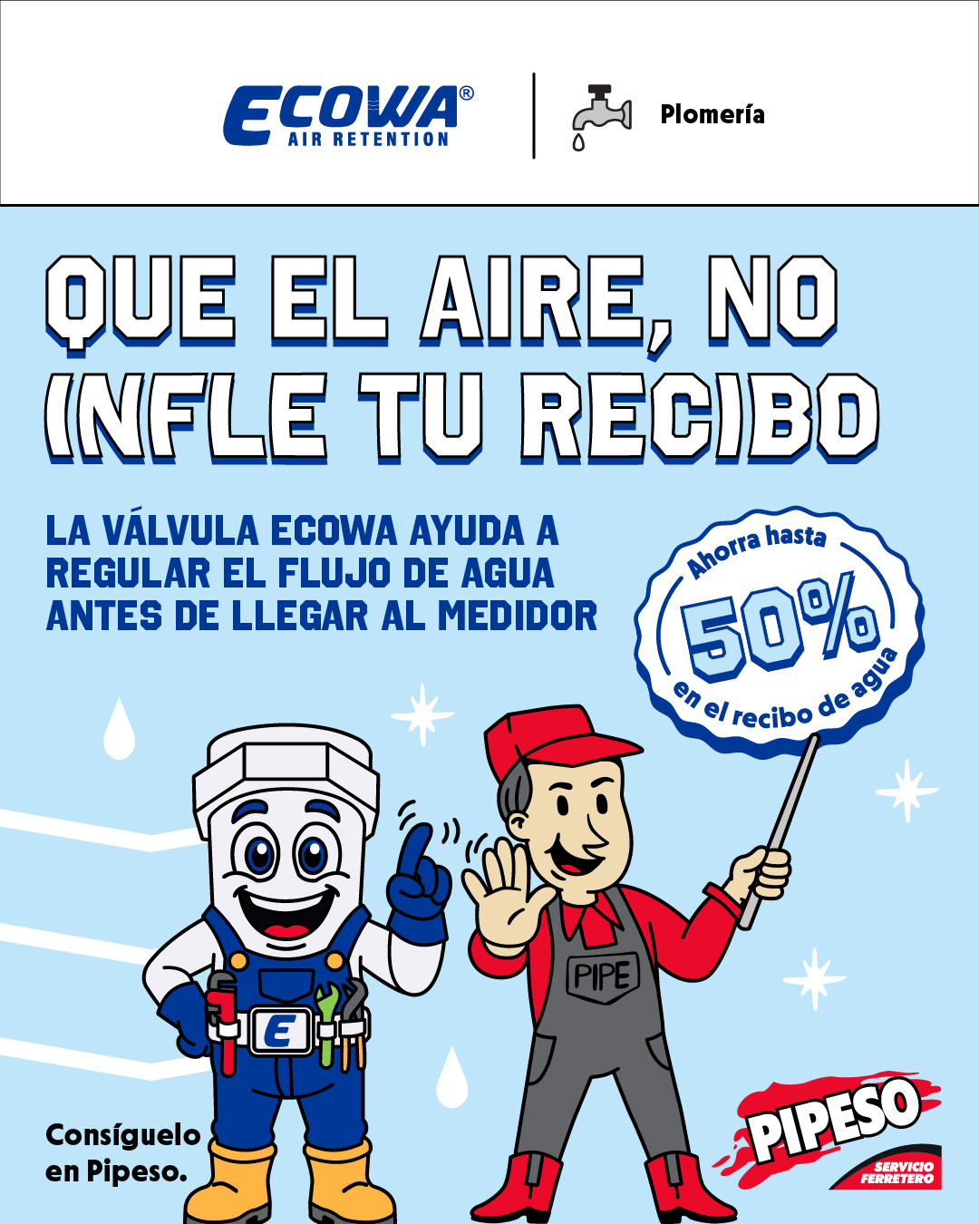 Válvula Ahorradora Ecowa Air Retation de 1/2" NPT